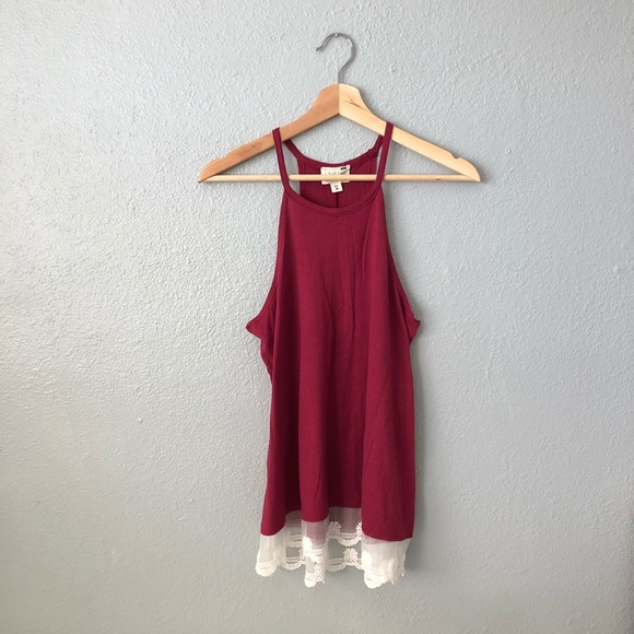 La Hearts Tops - ☀️Pacsun LA Hearts Halter Raspberry Red Tank Top